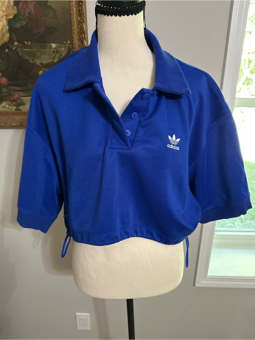 adidas vibrant Blue Cropped Polo Top